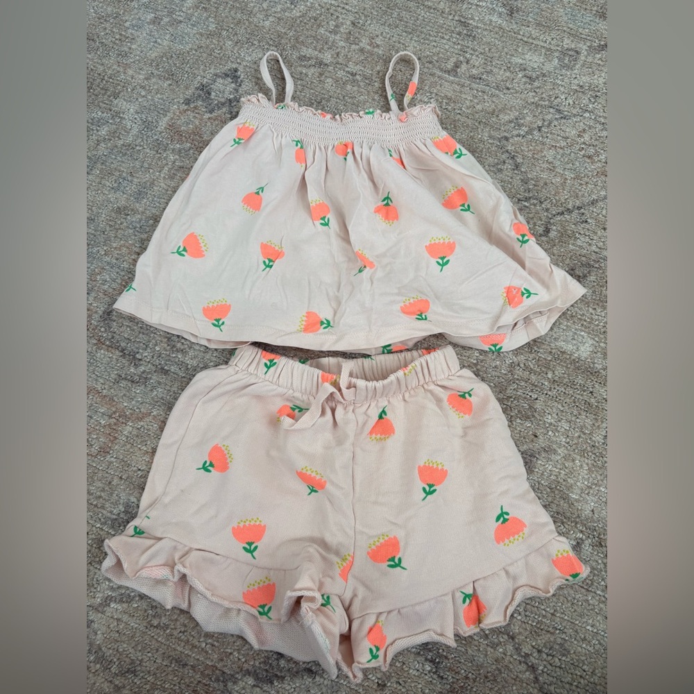 Zara Kids Peach Floral Shorts Set